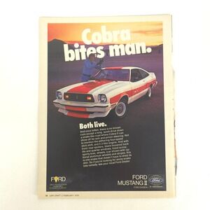 Vintage Ford Mustang Cobra II Print Ad Muscle Car Garage Decor Car Show Display